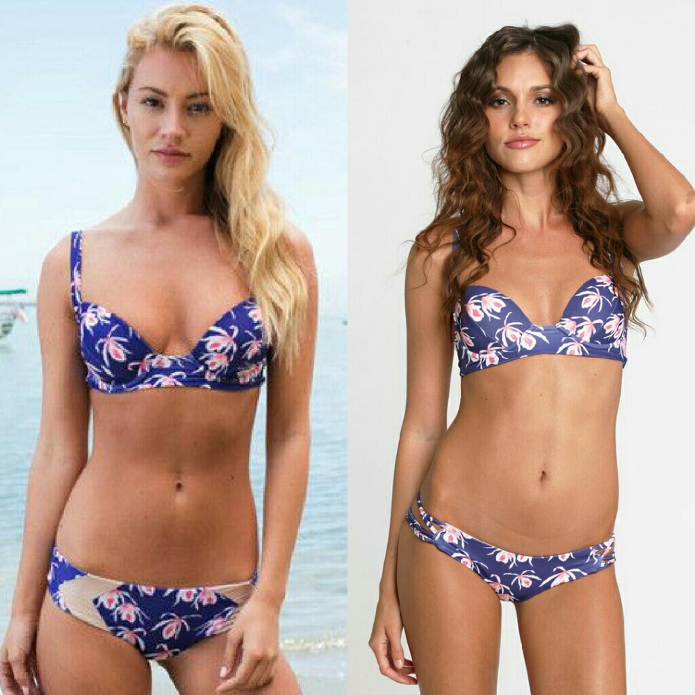 New acacia blue island orchid belize bikini top M